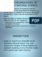 Dimensions/Measures of Extreme Natural Events