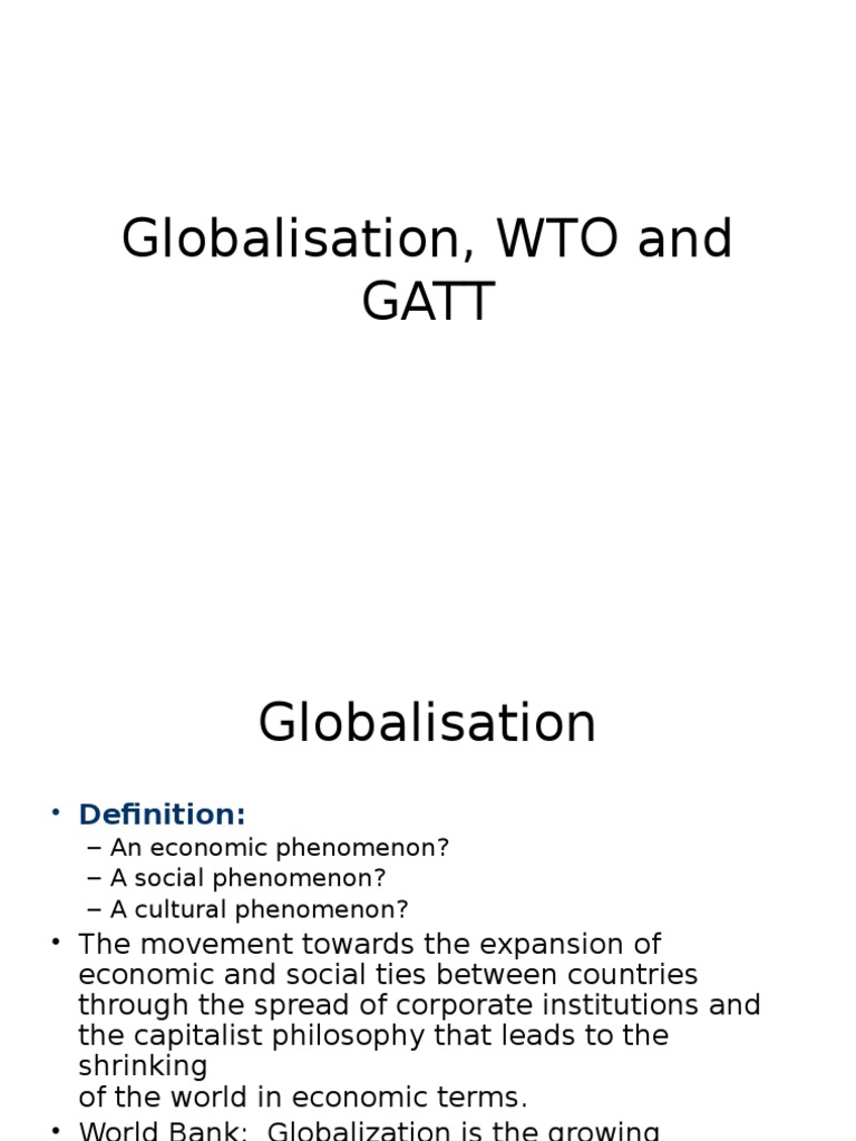 WTO's Role in Globalisation Explained | PDF | World Trade Organization ...