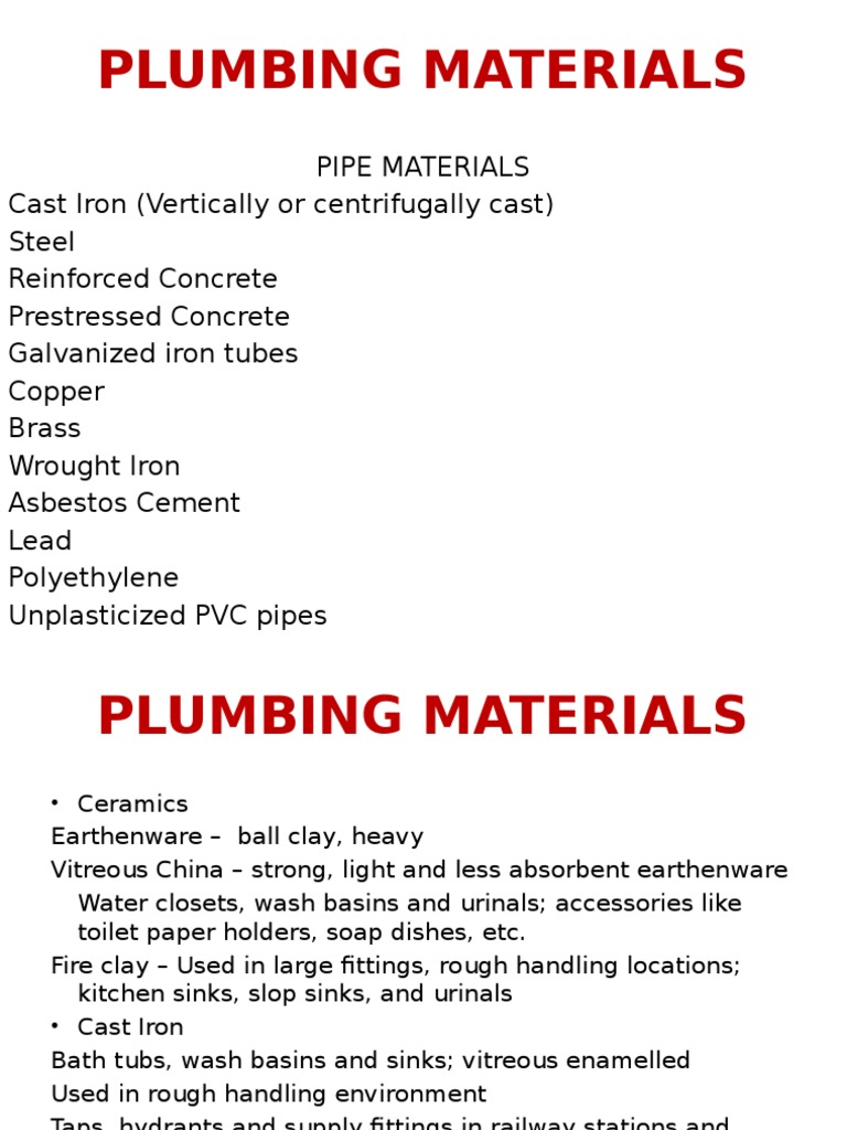 Comprehensive Guide to Plumbing Materials | PDF | Sink | Plumbing