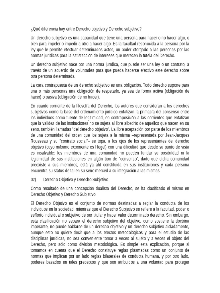 Qué Diferencia Hay Entre Derecho Objetivo y Derecho