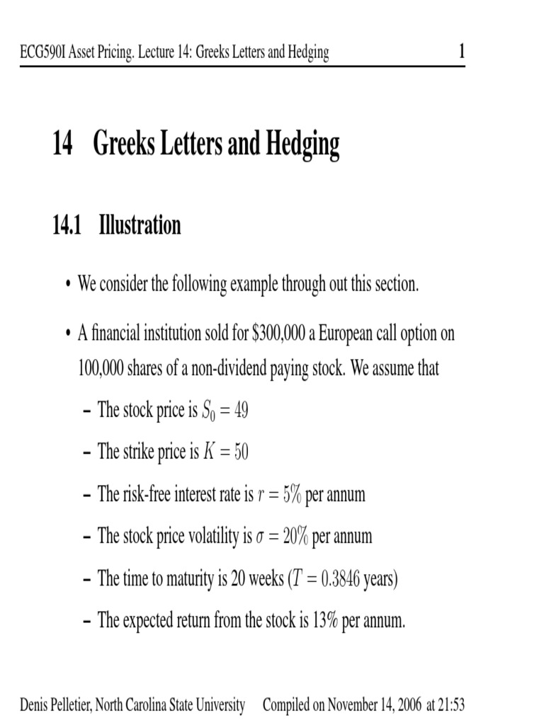 Greek Letters and Hedging Greeks (Finance) Option (Finance)