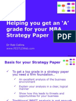 Helping You Get An A' Grade For Your MBA Strategy Paper: DR Rob Collins