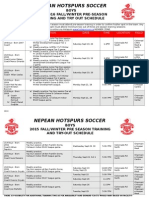 Nepean Hotspurs Soccer: Boys 2015-2016 FALL/WINTER PRE-SEASON Training and Try Out Schedule