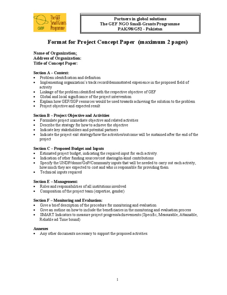 concept paper presentation format