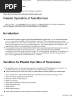 Parallel Operation of Transformers - Electrical Notes & Articles