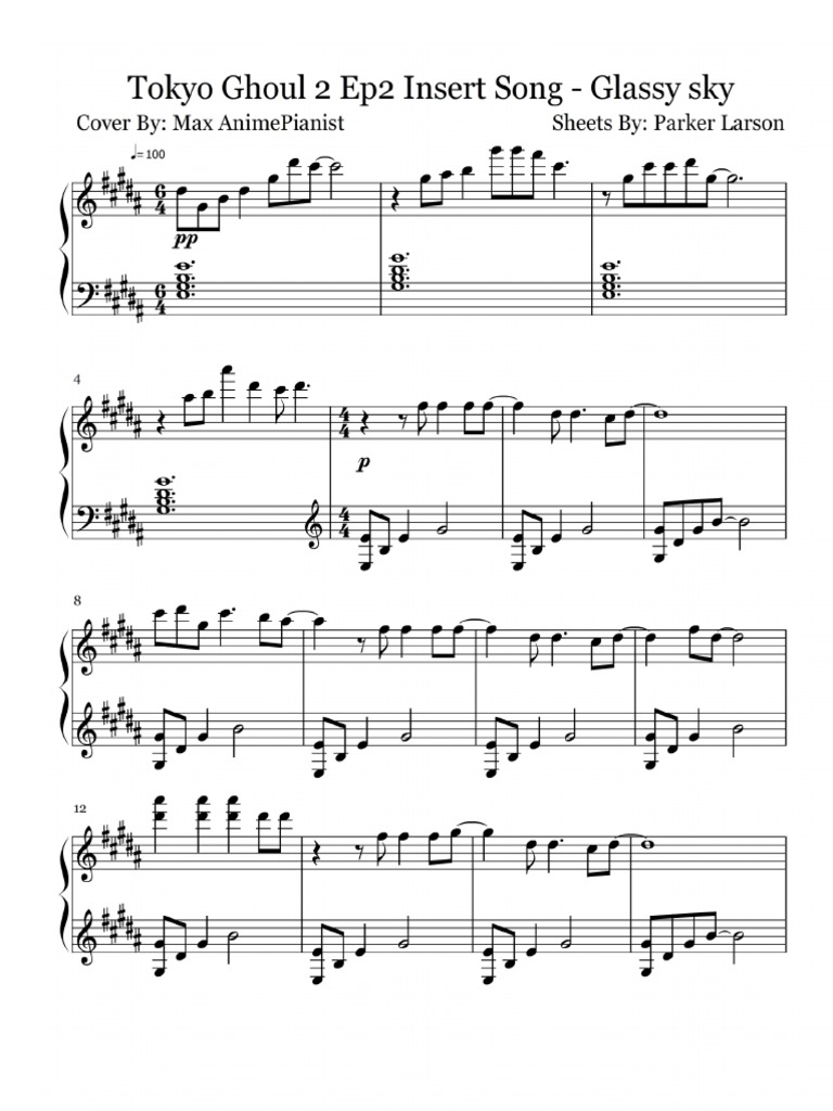 Play Glassy Sky (Tokyo Ghoul) Music Sheet