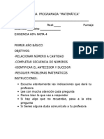 Prueba Matematica Primero Basico