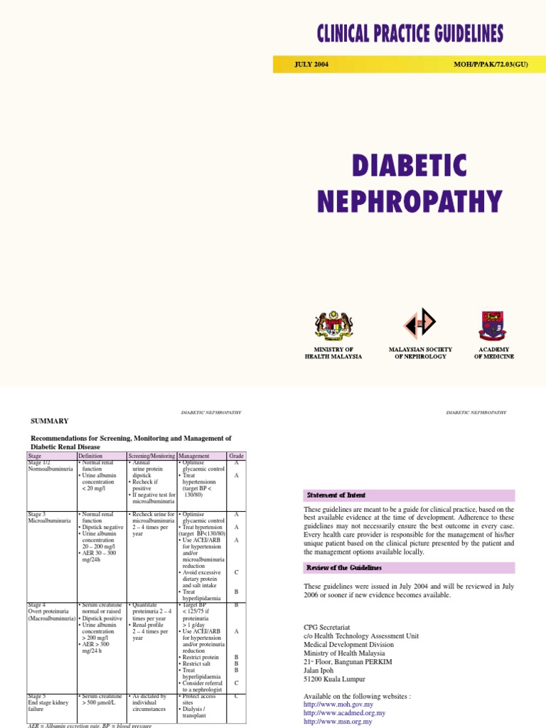 CPG Diabetic Nephropathy | PDF | Hypertension | Diabetes Management