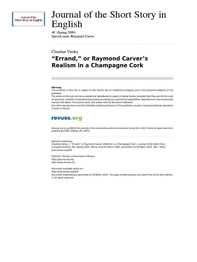 Raymond Carver Errand Pdf Free