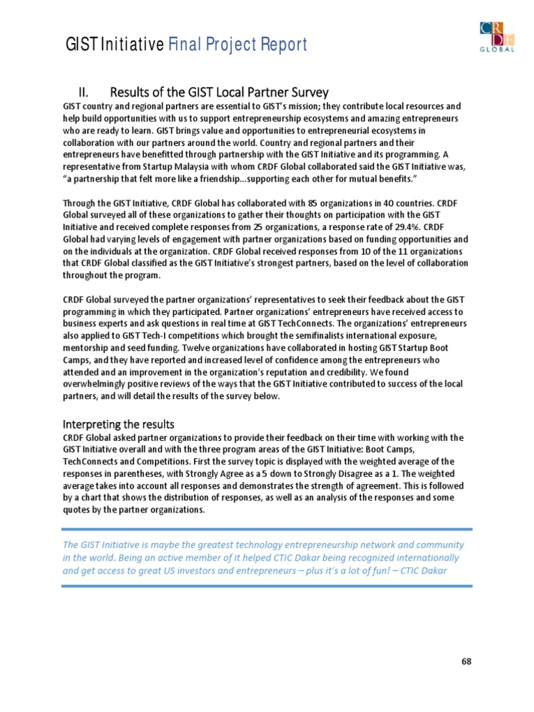 GIST Initiative Partner Survey Results | PDF | Entrepreneurship | Business