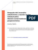Vicente, Martin (2013). Despues Del Incendio Catolicismo y Nacion en Los Intelectuales Liberal-c..
