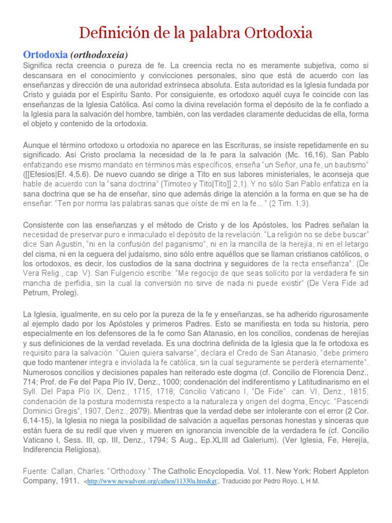 0-Definición de La Palabra Ortodoxia | PDF | Fe | Iglesia ortodoxa oriental