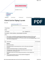 Check List For Piping Layouts