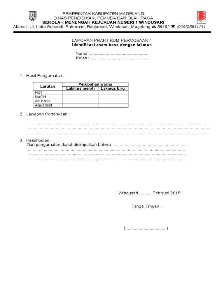 Format Laporan Ujian Praktek