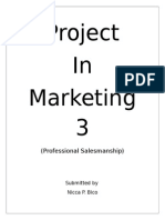 Project in Marketing 3: (Professional Salesmanship)
