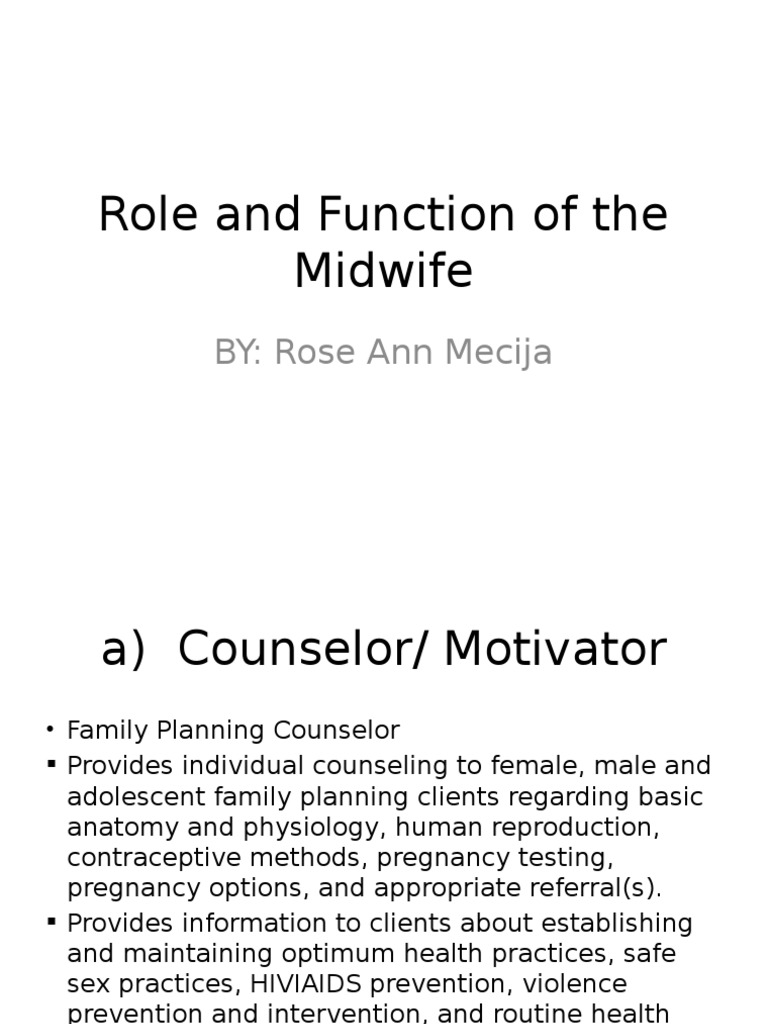 Role and Function of The Midwife | PDF | Family Planning | School Counselor