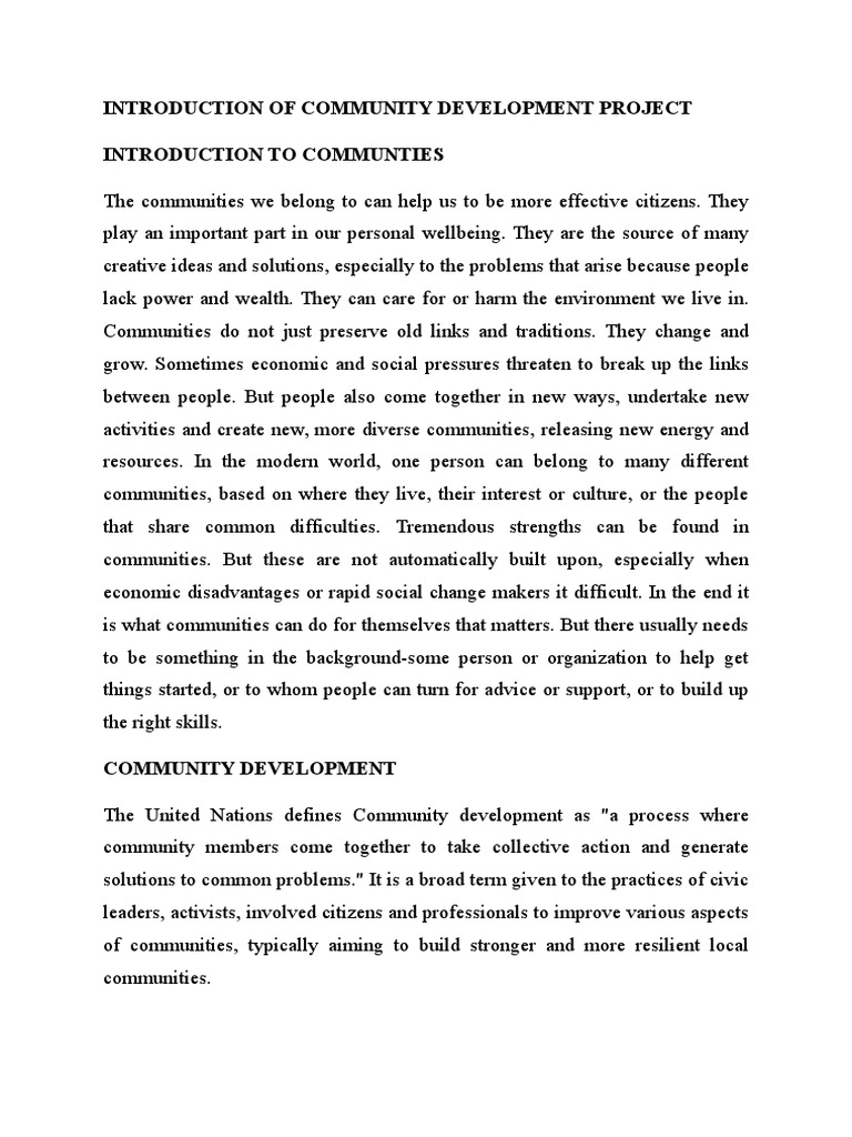 Introduction of Community Development Project | PDF | Community ...