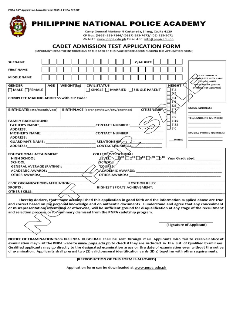 form contract dpwh 2015.pdf   application revised form Cadet pnpacat