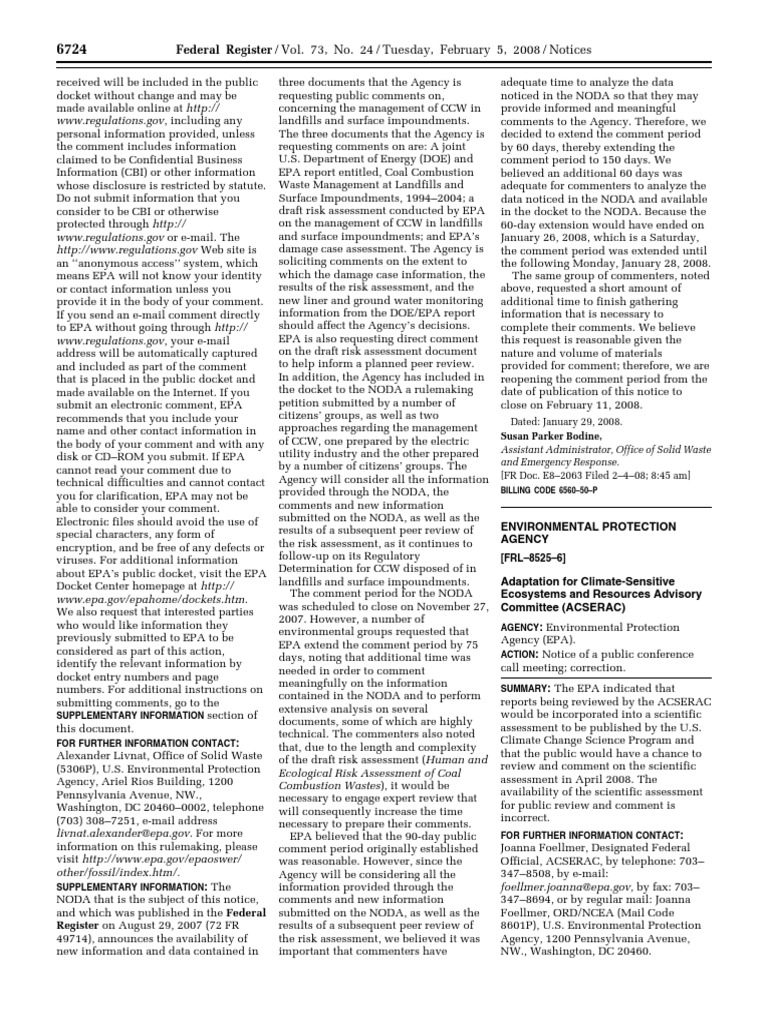 EPA Public Comment Guidelines on CCW | PDF | United States ...
