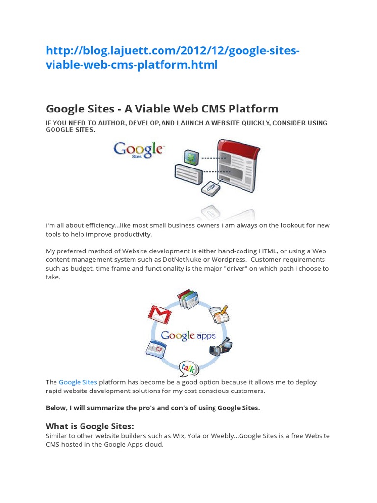 Google Sites - A Viable Web CMS Platform | PDF | Computers