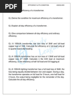 Transformer Efficiency & Its Condition Unsolved