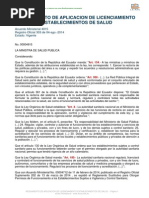 Reglamento de Aplicacion de Licenciamiento Establecimientos de Salud