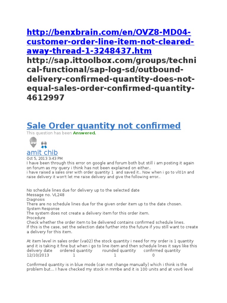 Resolving SAP Delivery Confirmation Issues | PDF