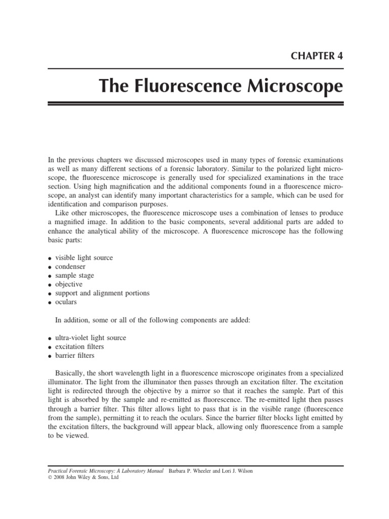 04 - The Fluorescence Microscope | PDF | Ultraviolet | Microscopy