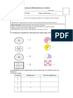 Prueba de Matemáticas Fracciones