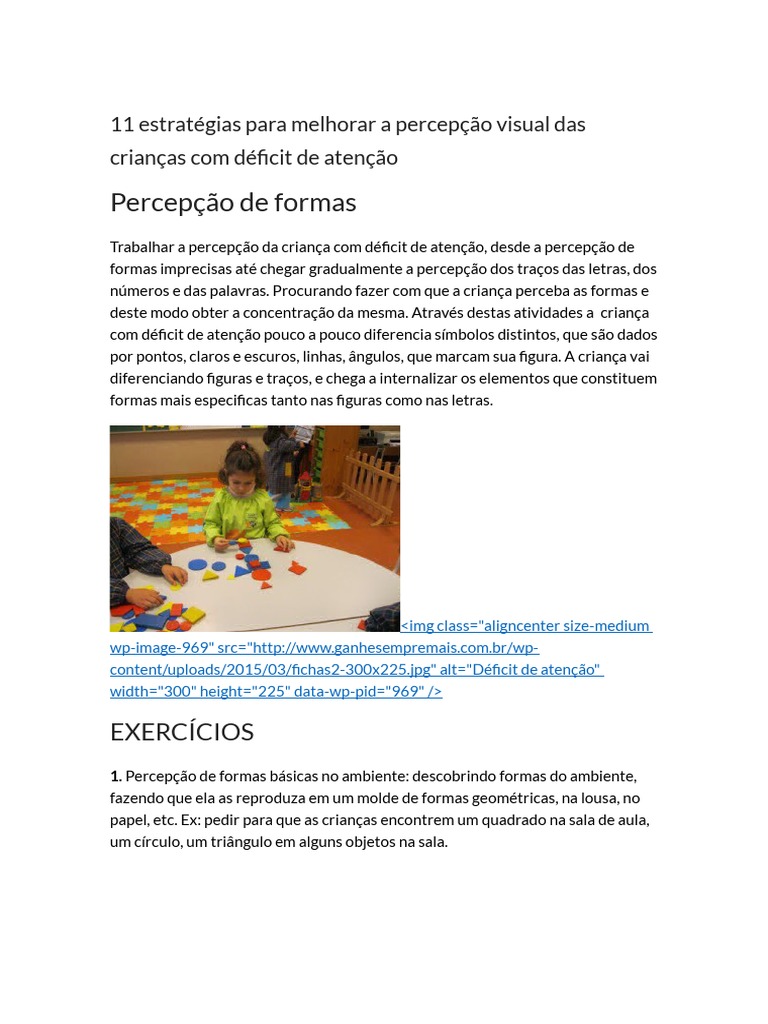 11 Estratégias Para Melhorar A Percepção Visual Das Crianças Com