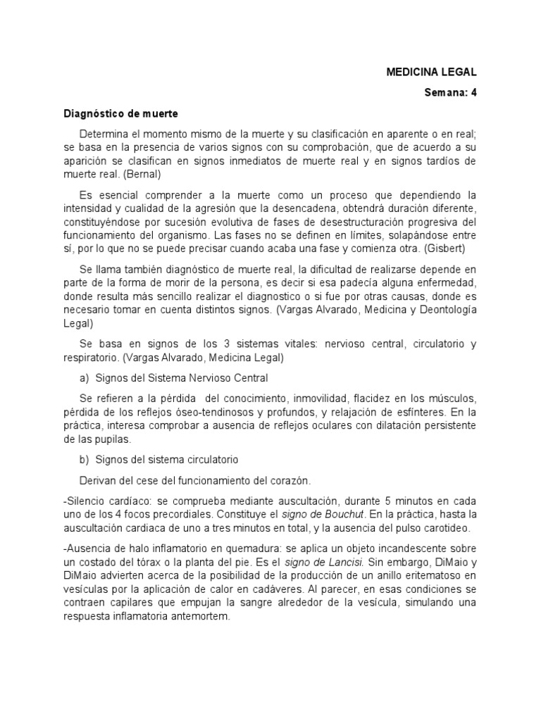 Diagnóstico de Muerte en Medicina Legal | PDF | Descomposición | Muerte