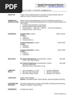 Sample Chronological Resume - Table Format