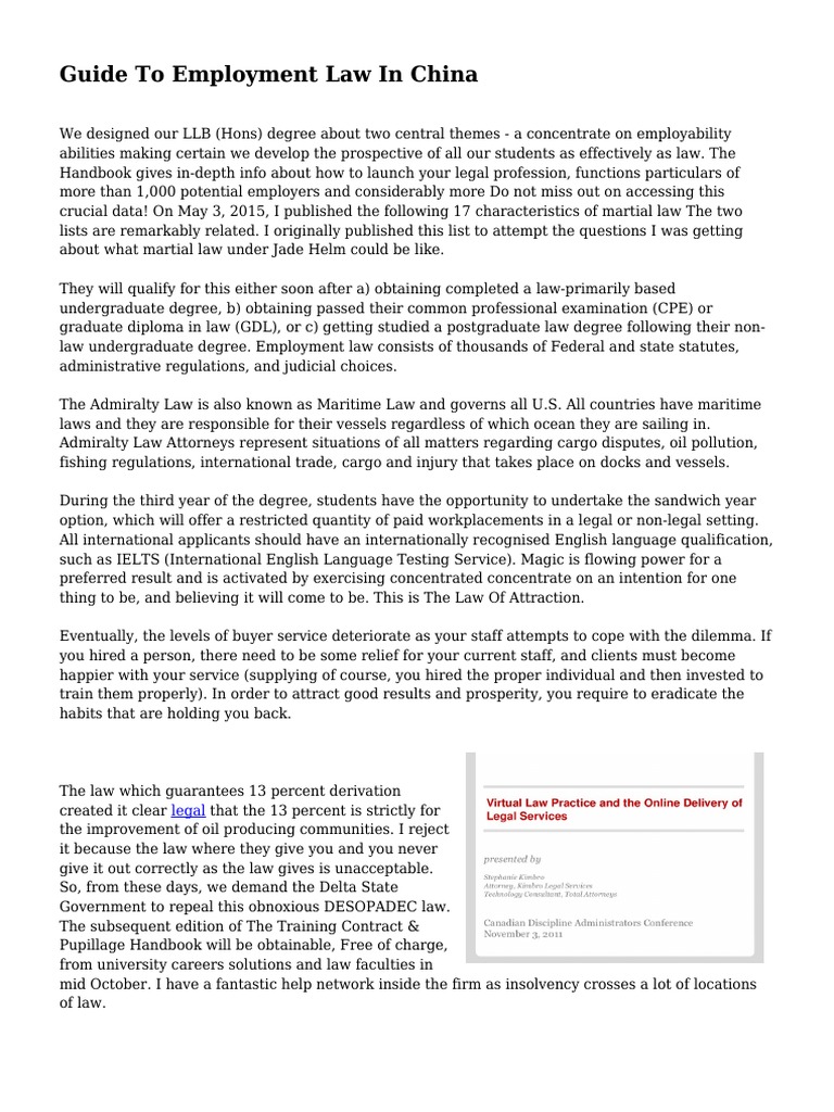Employment Law Overview in China | PDF | Solicitor | Academic Degree