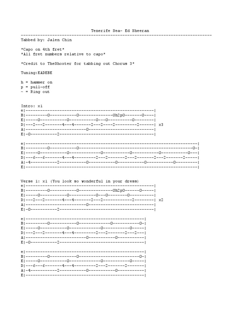Tenerife Sea Guitar Chords Guide | PDF | Teaching Methods & Materials