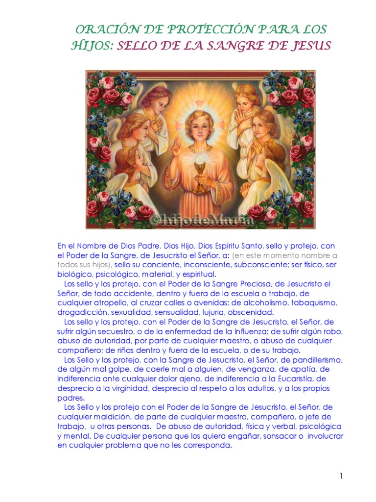 Sello de La Sangre de Jesus para Los Hijos (Oracion de Proteccion ...