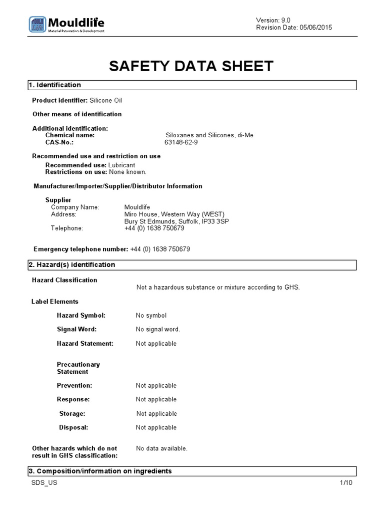 Silicone Oil Msds Toxicity Toxicology
