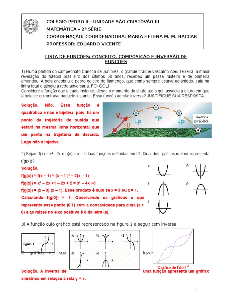 Lista de Funções Inversas | Função (Matemática) | Equações