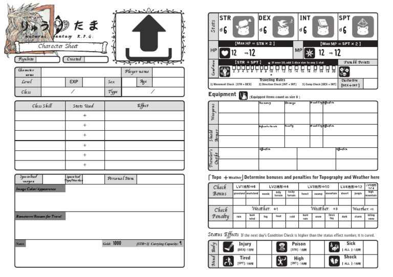 RPG Character Sheet Template | PDF | Teaching Methods & Materials