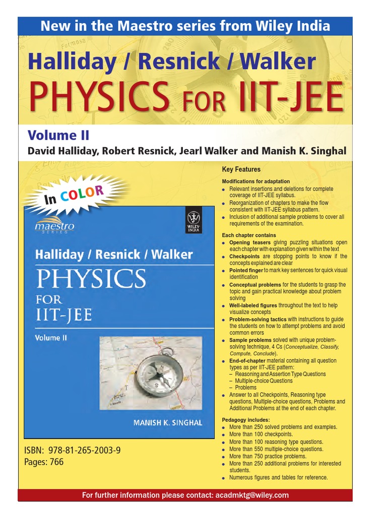 Resnick Halliday s Physics for Iit Jee Vol 2 Optics Electricity