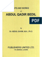 Life & Works of Abdul Qadir Bedil