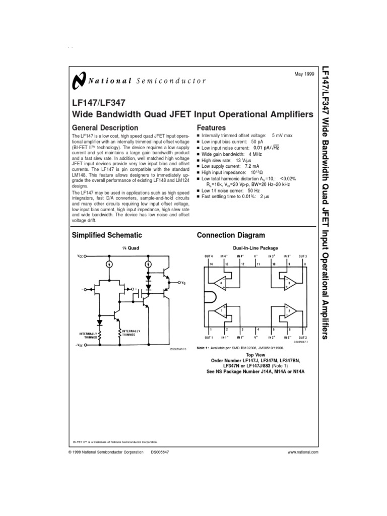 Quad JFet Op Amp LF347N