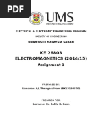 KE 26803 ELECTROMAGNETICS (2014/15) : Assignment 1