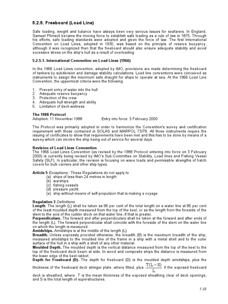 5.2.5. Freeboard (Load Line) : L) S L (T | PDF | Shipbuilding | Naval ...