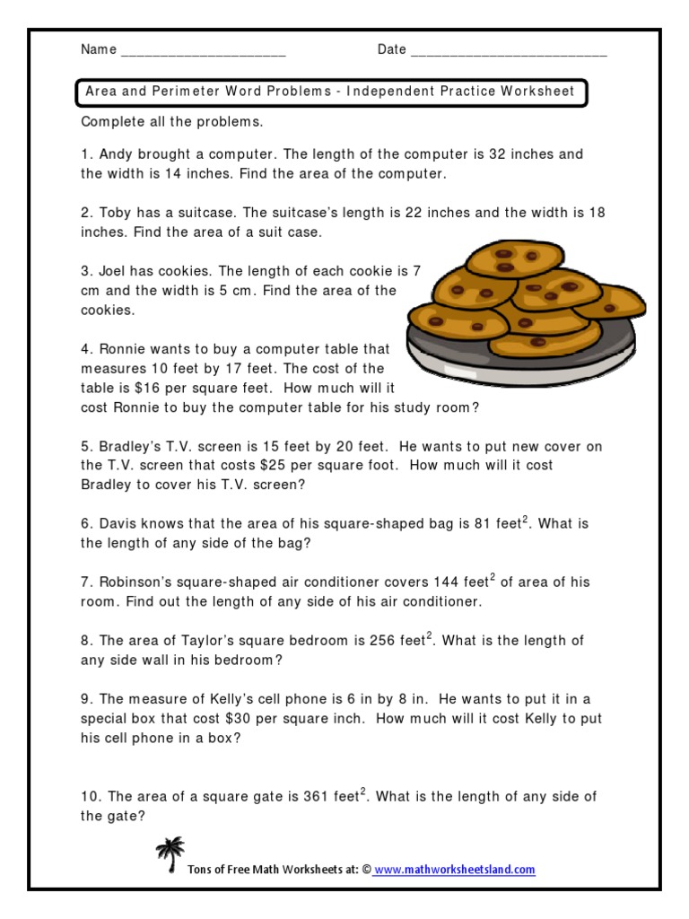 6th Grade Area and Perimeter Problems | PDF