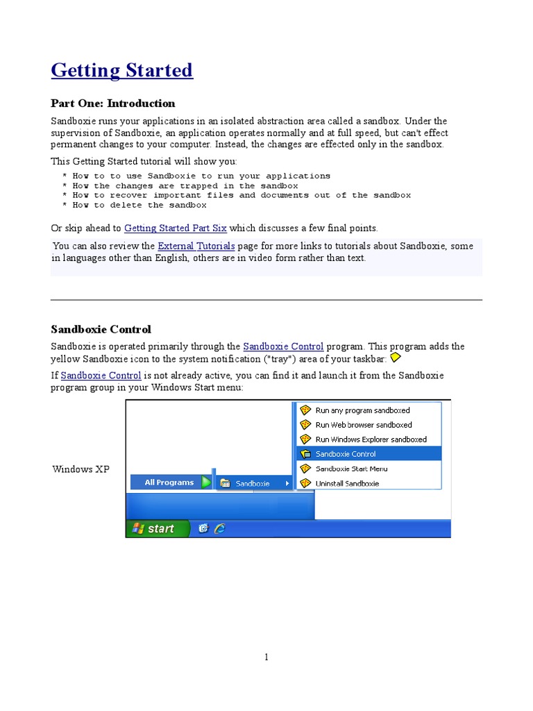 Sandboxie: Getting Started Guide | PDF | Web Browser | Internet Explorer