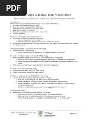 Journal Club Presentation | PDF | Career &amp; Growth | Self-Improvement