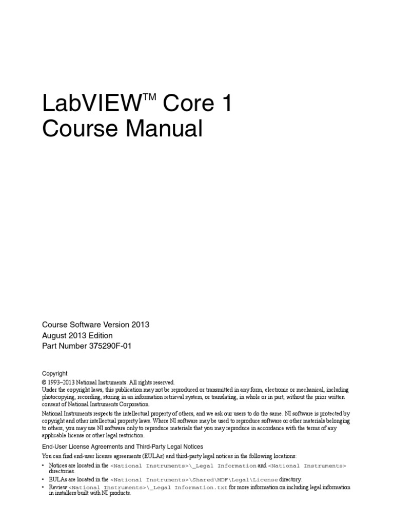 LabVIEW Core1 Course Manual | PDF | Computer File | Computer Programming