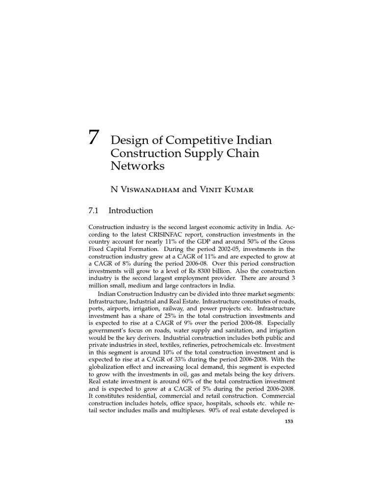 Design of Competitive Indian Construction Supply Chain Networks | PDF