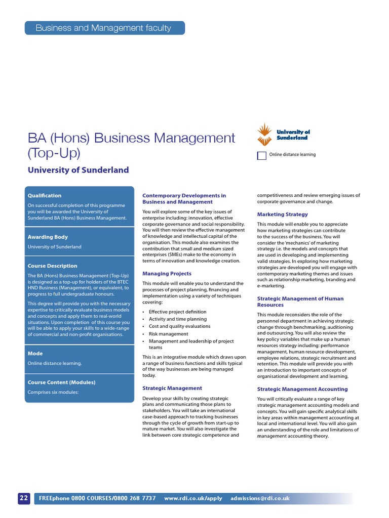 BA (Hons) Business Management Top-Up | PDF | Strategic Management ...