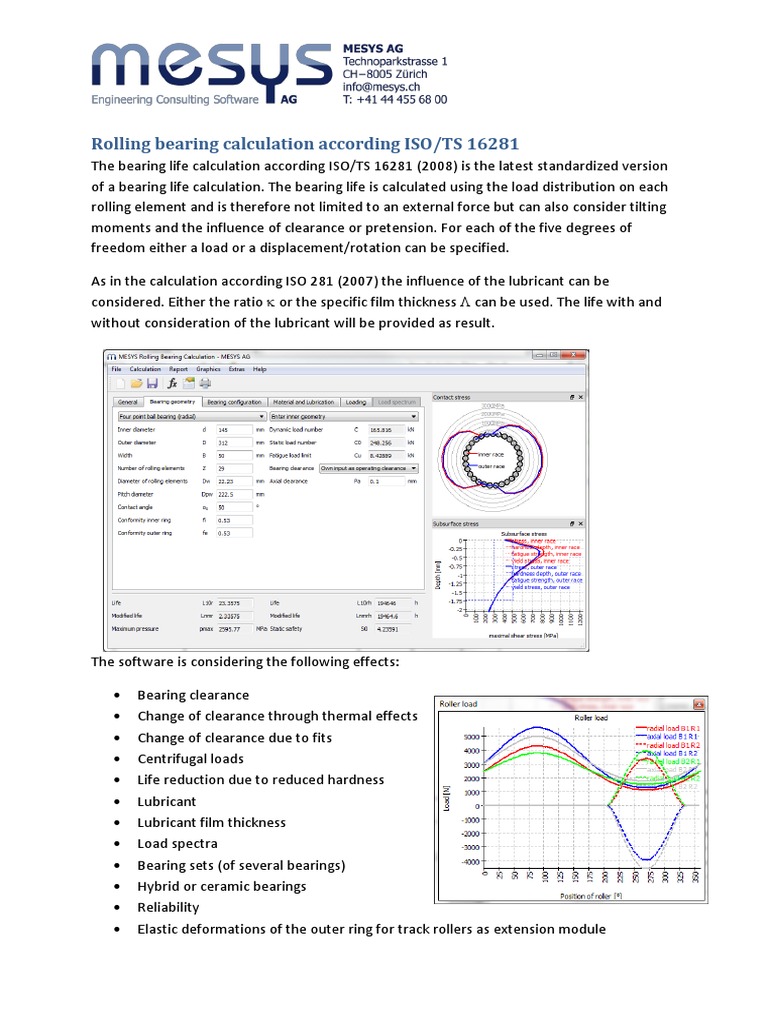 Flyer Rolling Bearing Analysis PDF Bearing (Mechanical) Applied